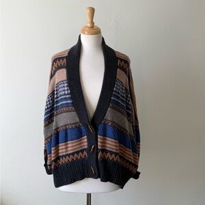 Striped Knit Cardigan with Button Closure